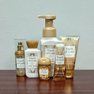 Bath & Body Works TOUCH OF GOLD 6 Piece Travel Minis & Clean Hands Bundle Set